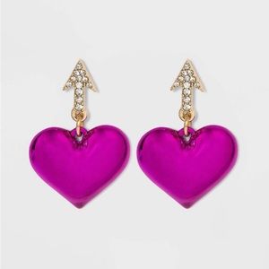 Sugarfix BaubleBar Cupid’s Arrow Heart Post Valentines Crystal  Earrings
